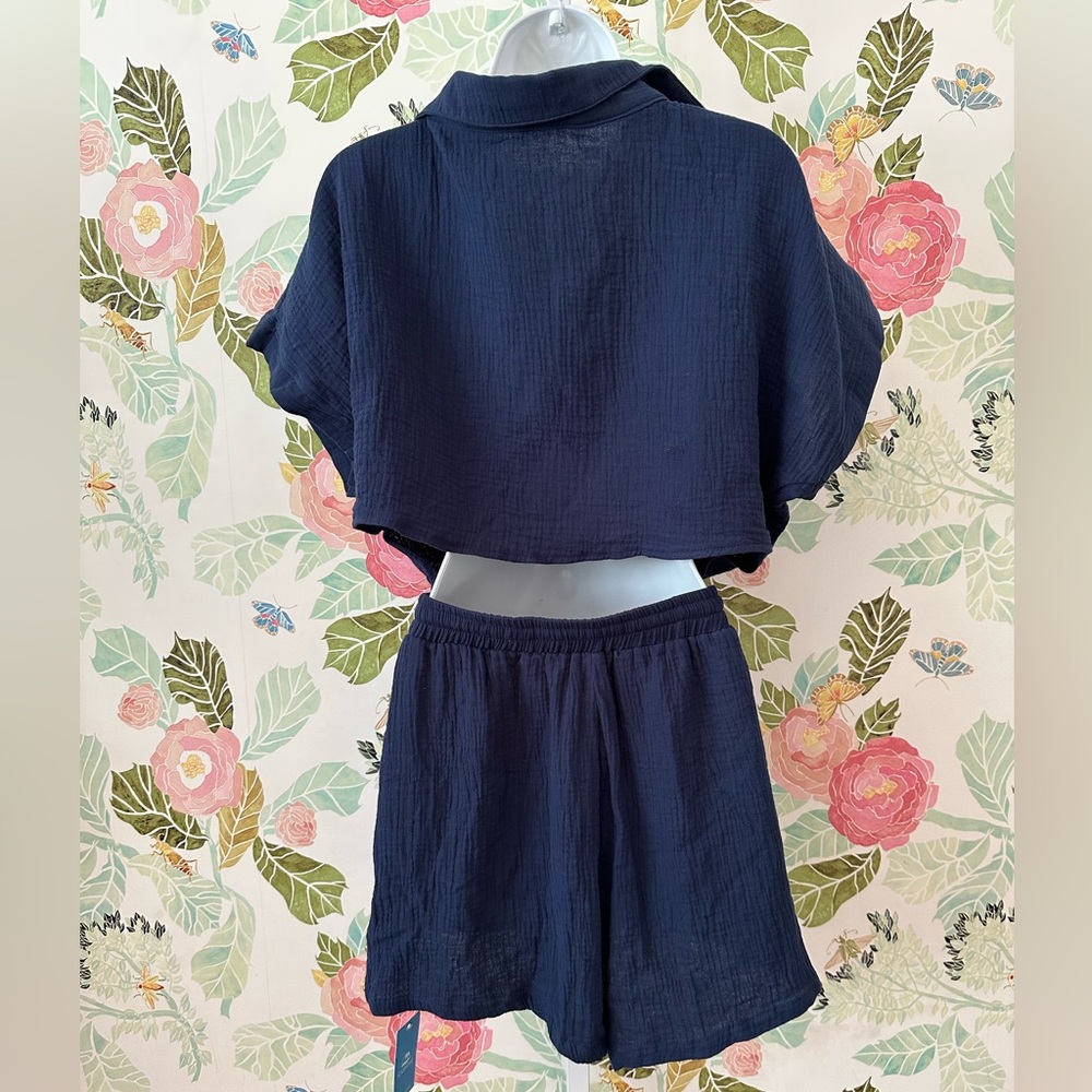 Cupshe Crinkle Woven Backless Drawstring Romper Size Small NWT - Picture 8 of 9